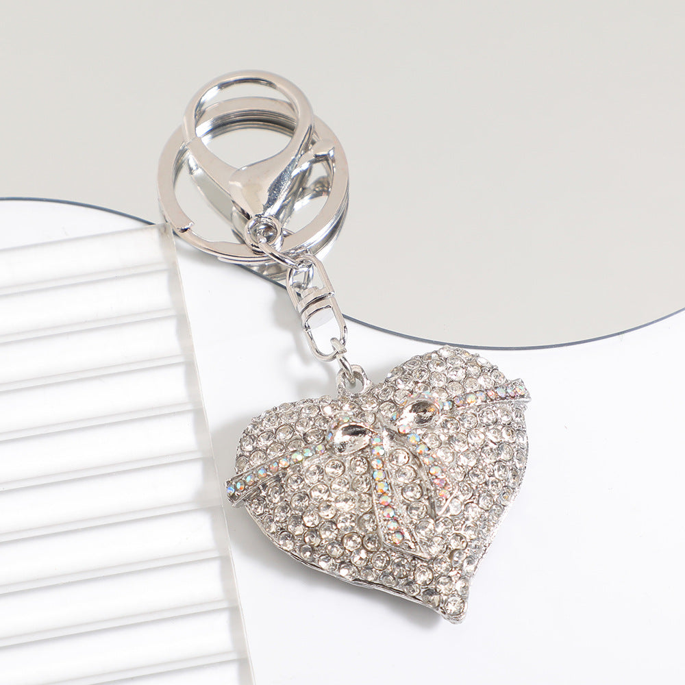 Wholesale Trendy Bow Heart Keychain Zinc Alloy Bag Charm Car Key Accessory Gift