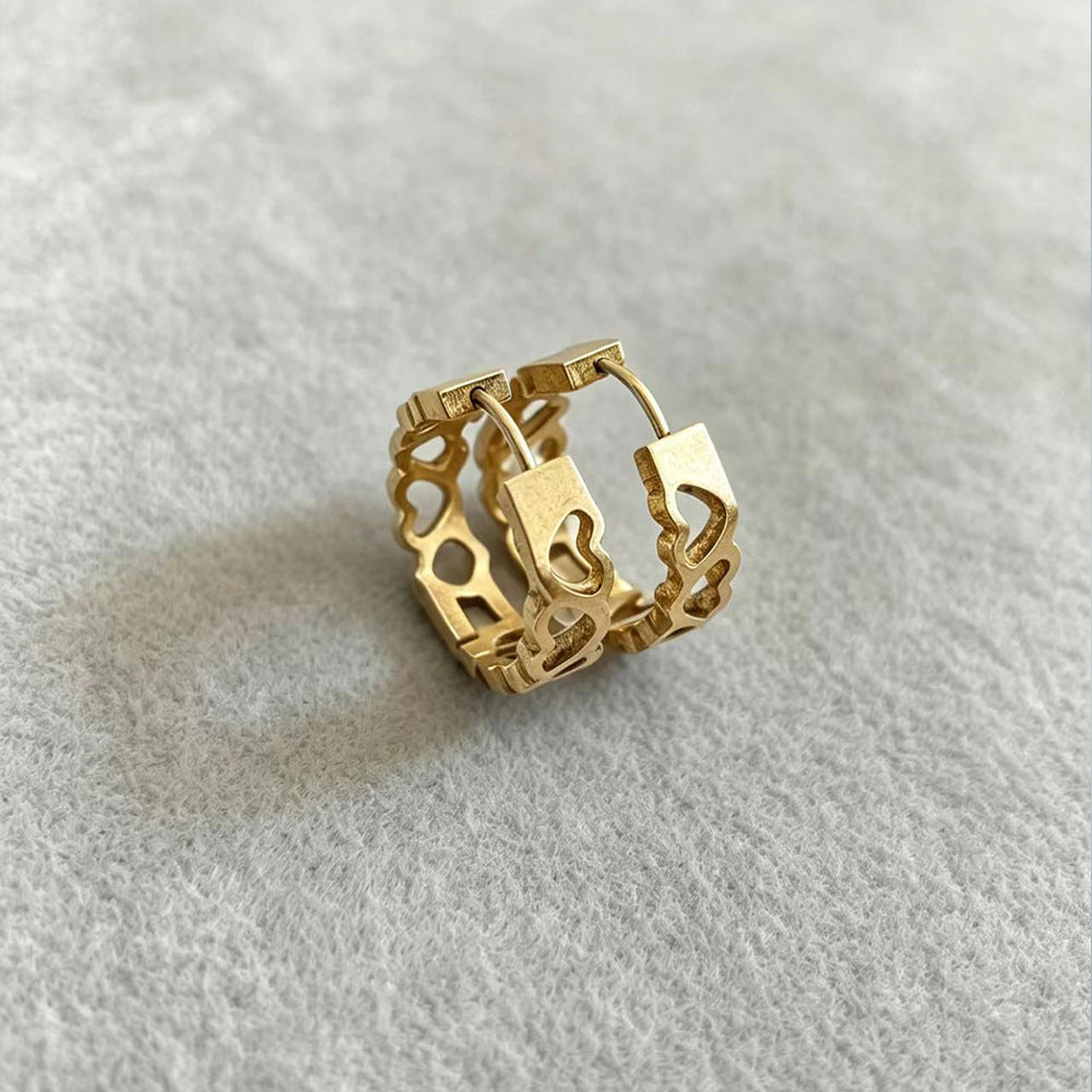 Wholesale Stainless Steel Geometric Open Ear Cuff - Hollow Design Earring Fashion Accessory for Party Boutique Resale