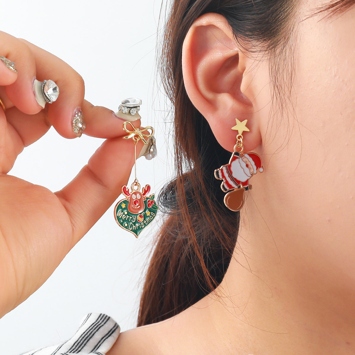Wholesale Christmas Tree Snowflake  Deer Sock Earrings