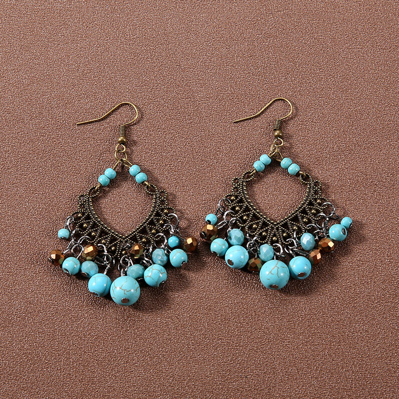 Wholesale Bohemian Tassel Turquoise Earrings Retro Ethnic Style ACC-ES-Gumi002