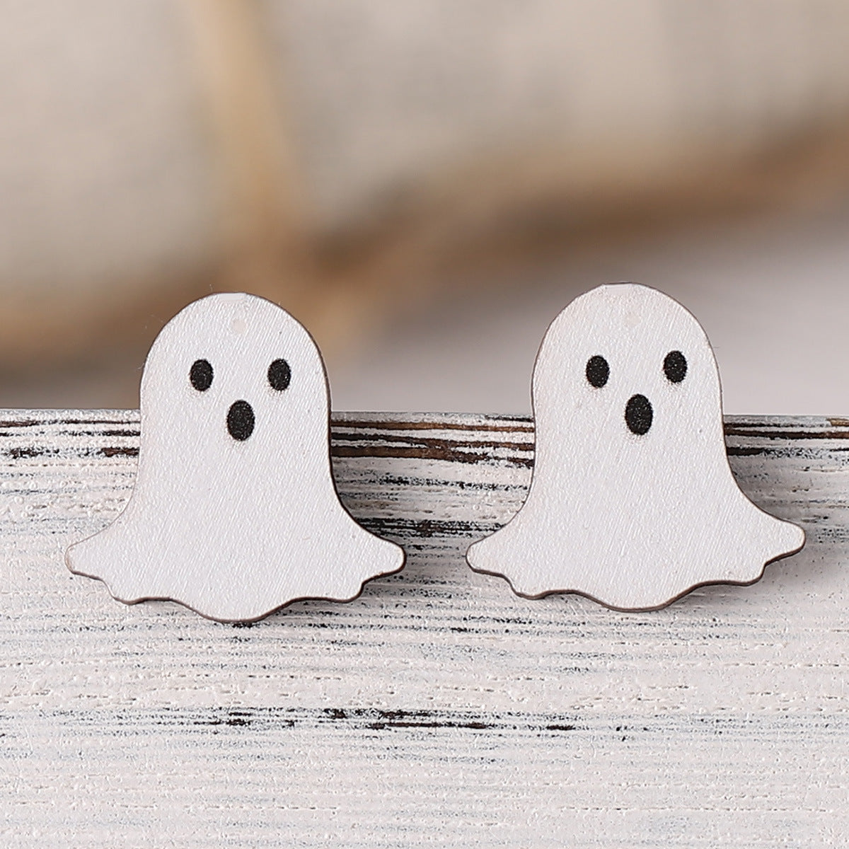 Wholesale Halloween Ghost Pumpkin Bat Wood Earrings