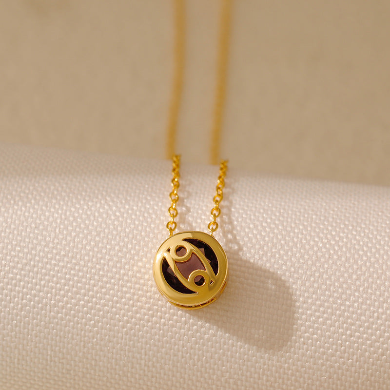 Wholesale Stainless steel Double-sided Hollow Twelve Constellations Necklace