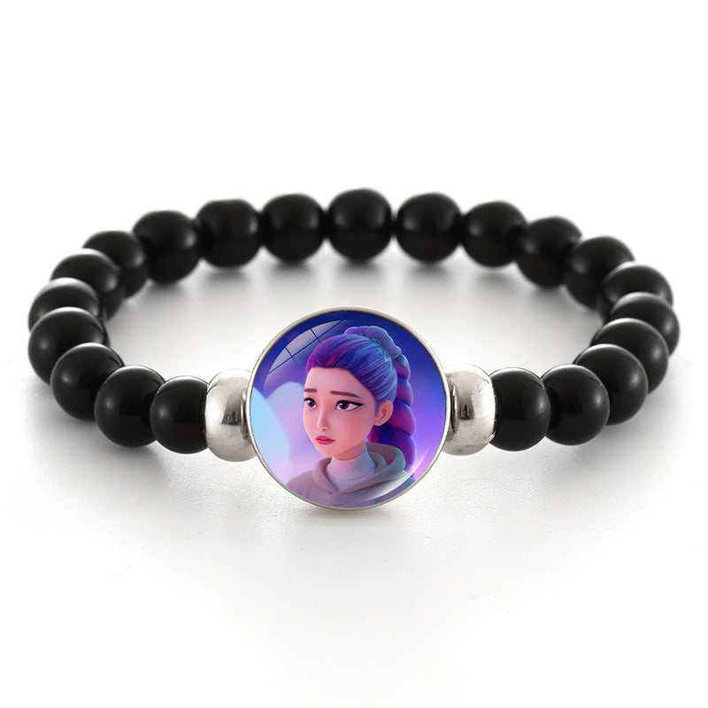 Wholesale kpop anime bracelet black beaded bracelet