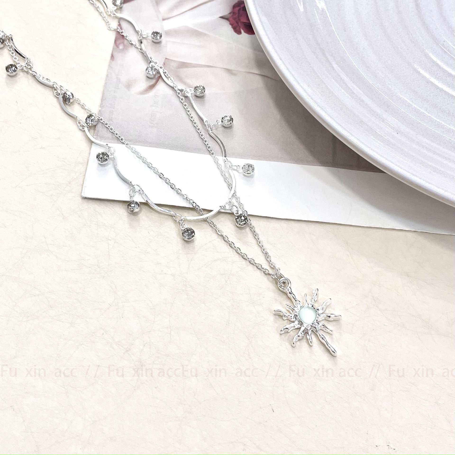 Wholesale  Double-layer Stacked Tassel Necklace