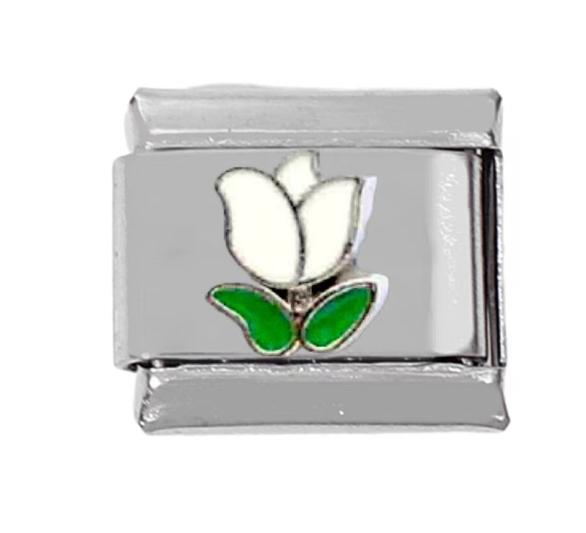 Wholesale 5pcs Italian Charm Bracelet Charm Module Stainless Steel Tulip Butterfly Bracelet 9mm DIY Pattern Free Stitching Detachable Composable Bracelet ACC-BT-DaLiang013