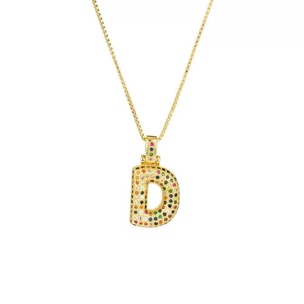 Wholesale Hip-Hop 26 Letter Pendant Set,  Gold Plated Copper Diamond-Set,  Chic Jewelry Gift