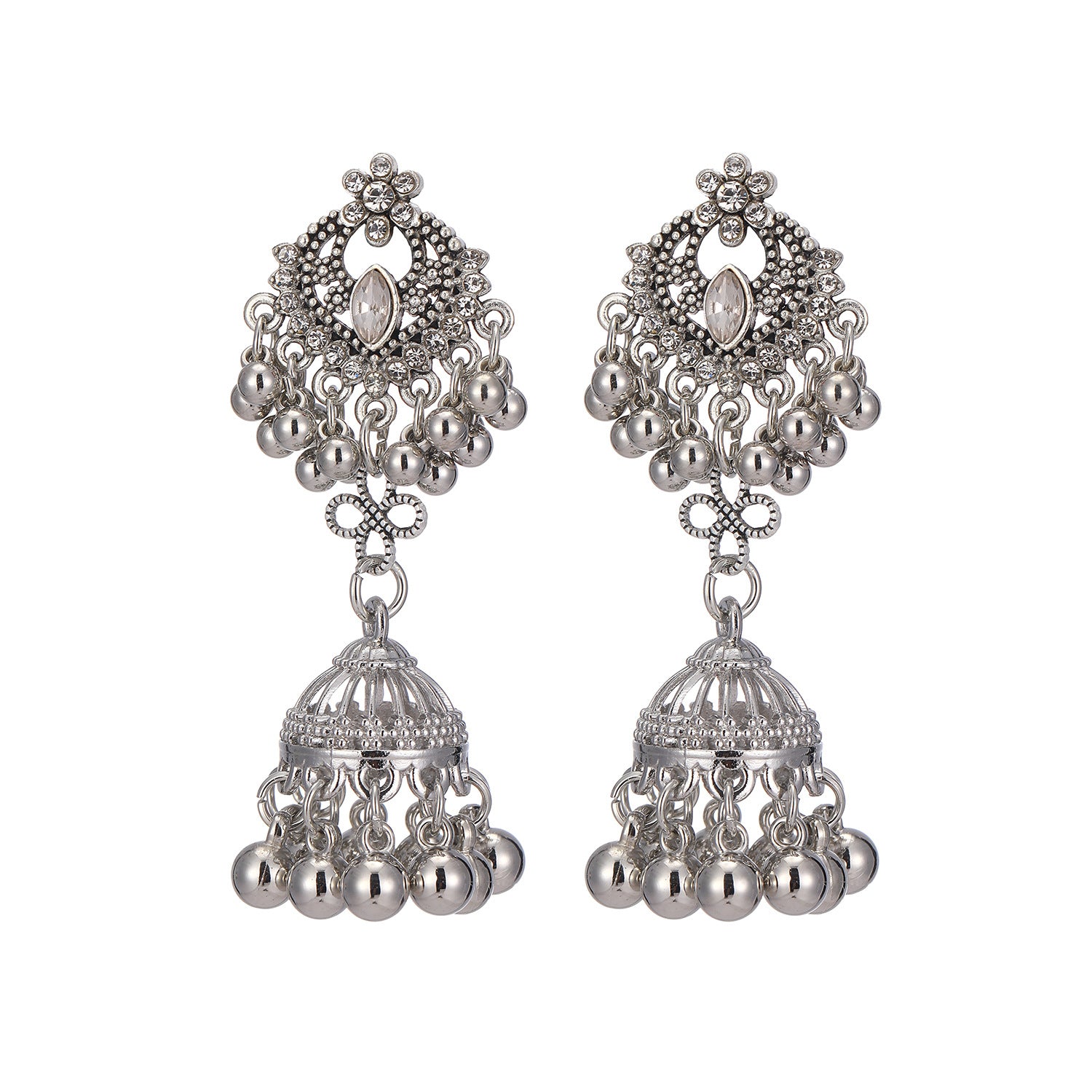 Wholesale Trendy Miao Ethnic Long Tassel Earrings Alloy Rhinestone Black Butterfly Bow Jewelry Accessory For Boutique Resale