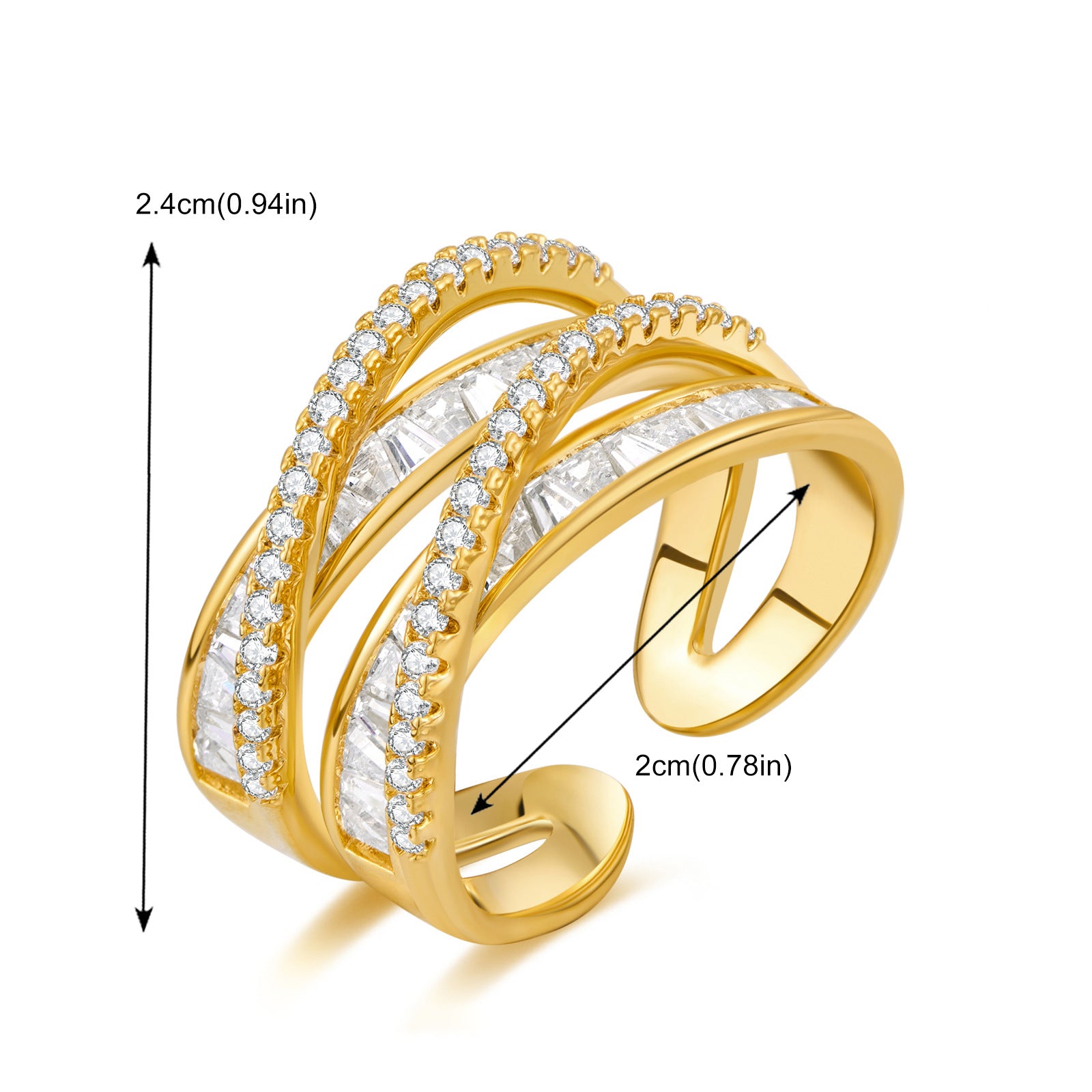 Wholesale Zircon Wide Face Cross Opening Ring