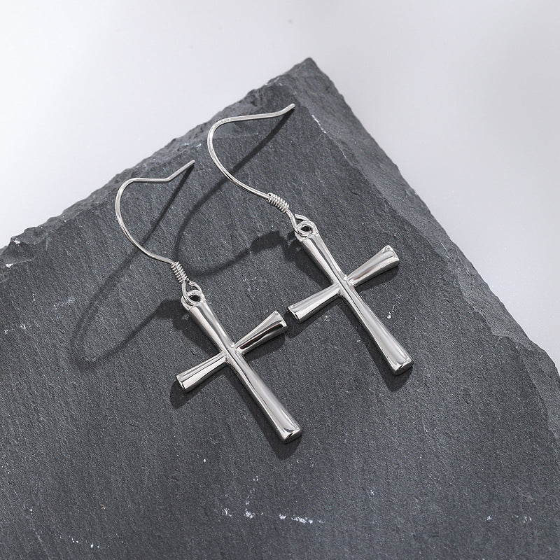 Wholesale S925 Silver Fashion Simple Cross Earrings