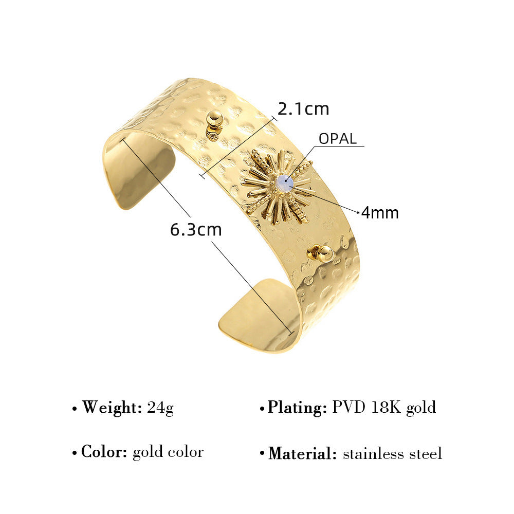 Wholesale Mangxing Natural Stone Bracelet Titanium Steel Wide Edition Fashion Trendy Exaggerated  Bracelet