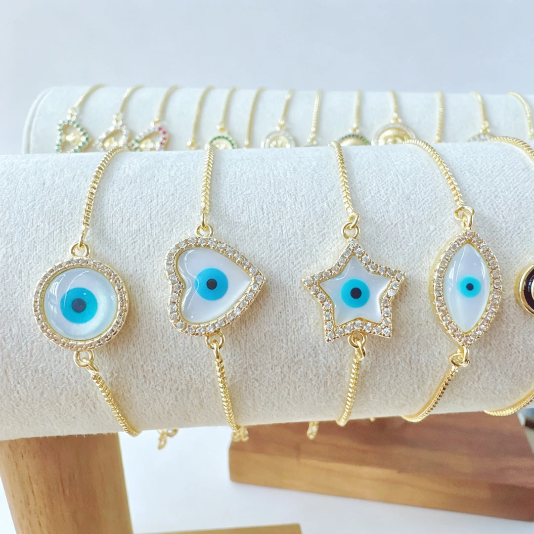 Wholesale Vintage Evil Eye Bracelet Gold Plated Copper Fashion Jewelry Gift for Women