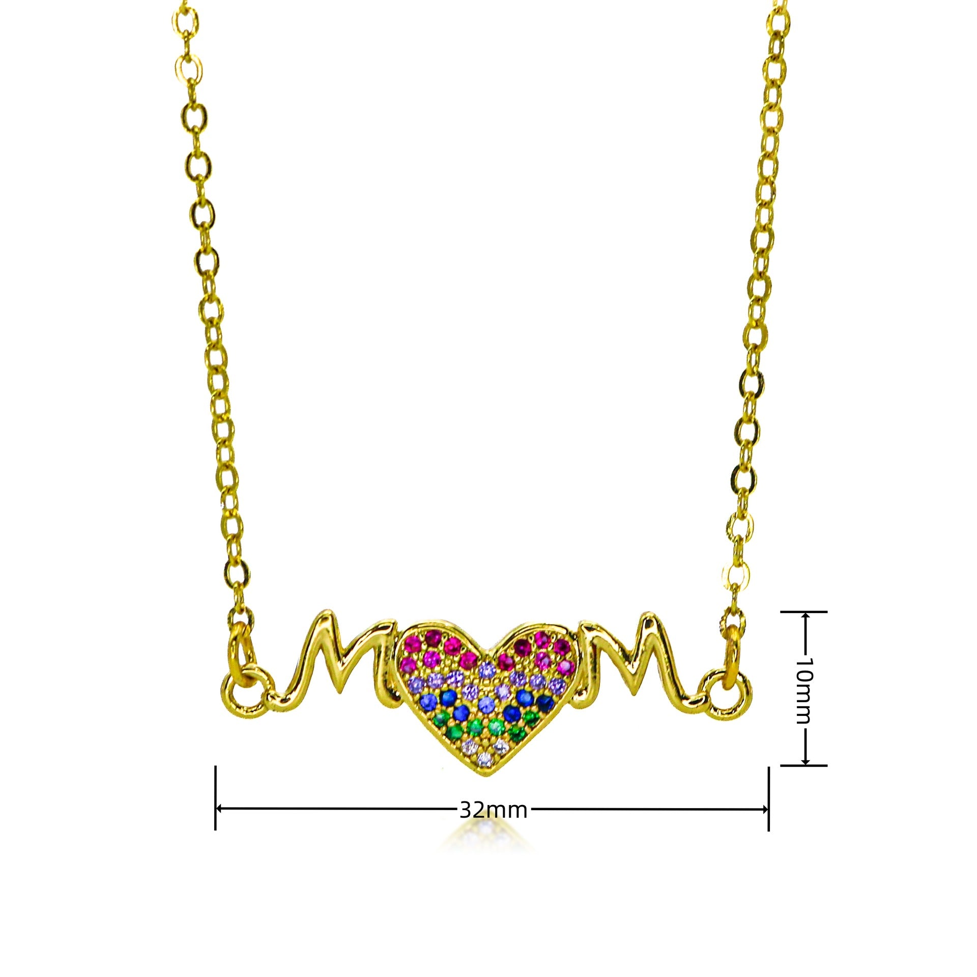 Wholesale mother's day jewelry creative zircon MOM heart-shaped letter pendant necklace