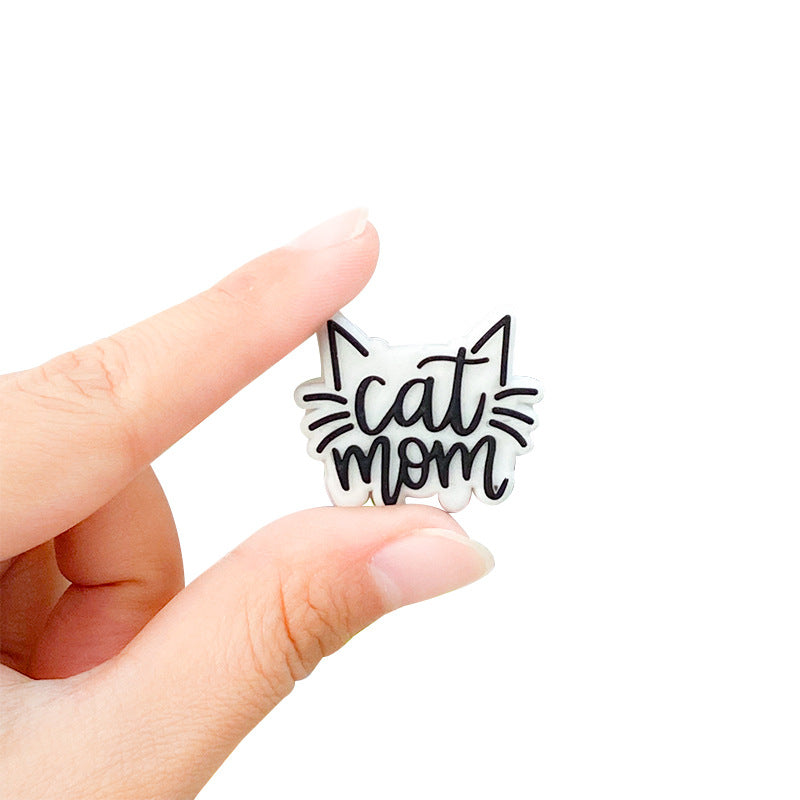 Wholesale 10pcs Cartoon Cat Mom Silicone Focal Beads DIY Accessories Mother's Day ACC-BDS-WDX075