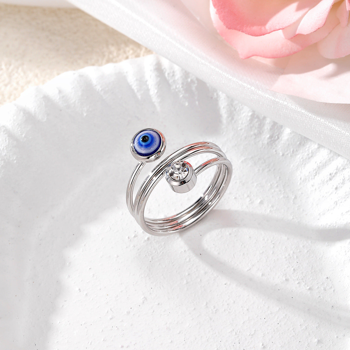 Wholesale blue eye ring devil' s eye opening adjustable ring