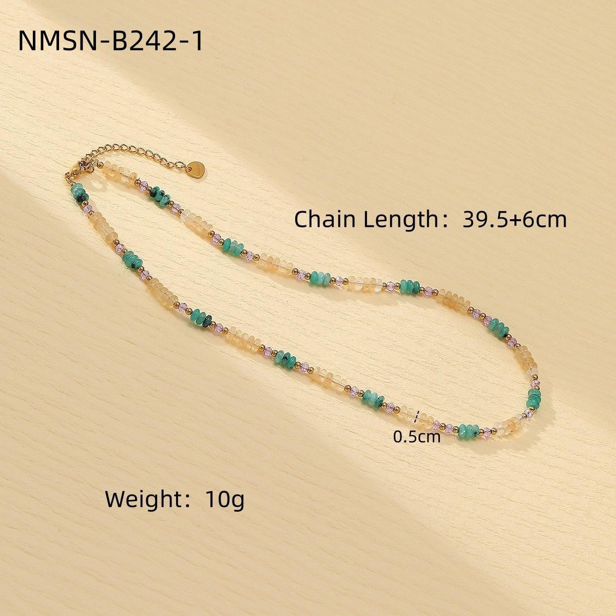 Wholesale  Blue Natural Stone Handmade Beaded Stainless steel Necklace