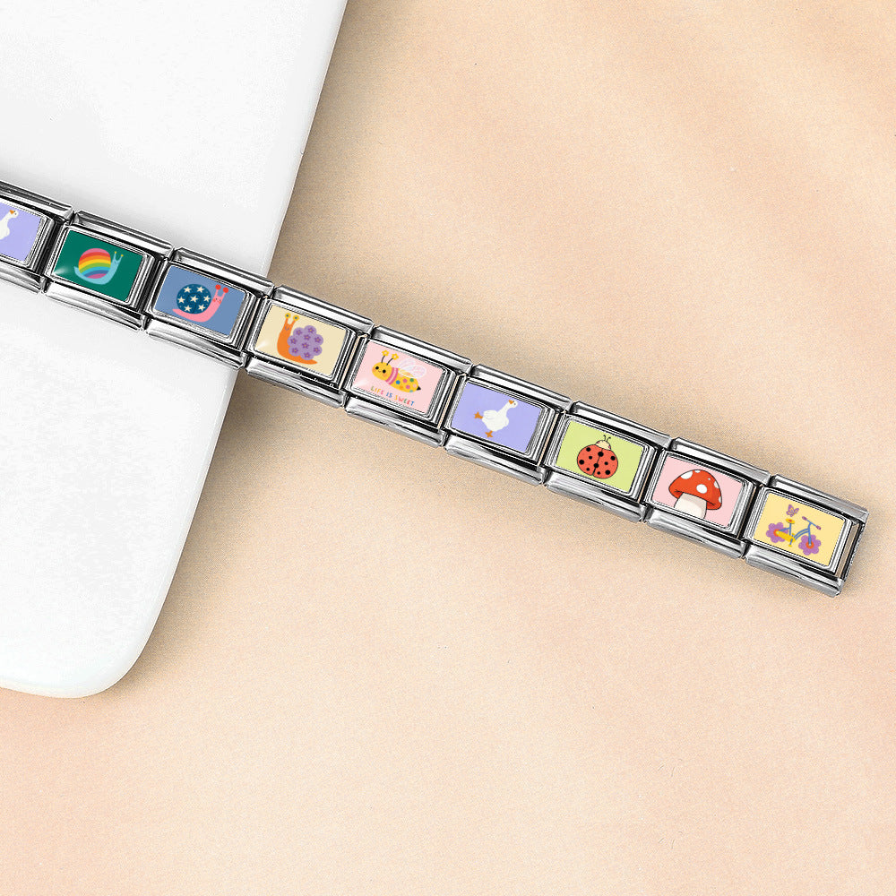 Wholesale Stainless Steel Modular Bracelet DIY Watch Strap Chain Cute Patterned Fashion Accessory for Everyday Wear