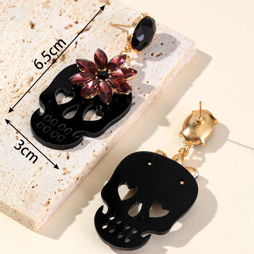 Wholesale Rhinestone Skull Earrings for Women – Trendy Fashion Accessory Gift Idea