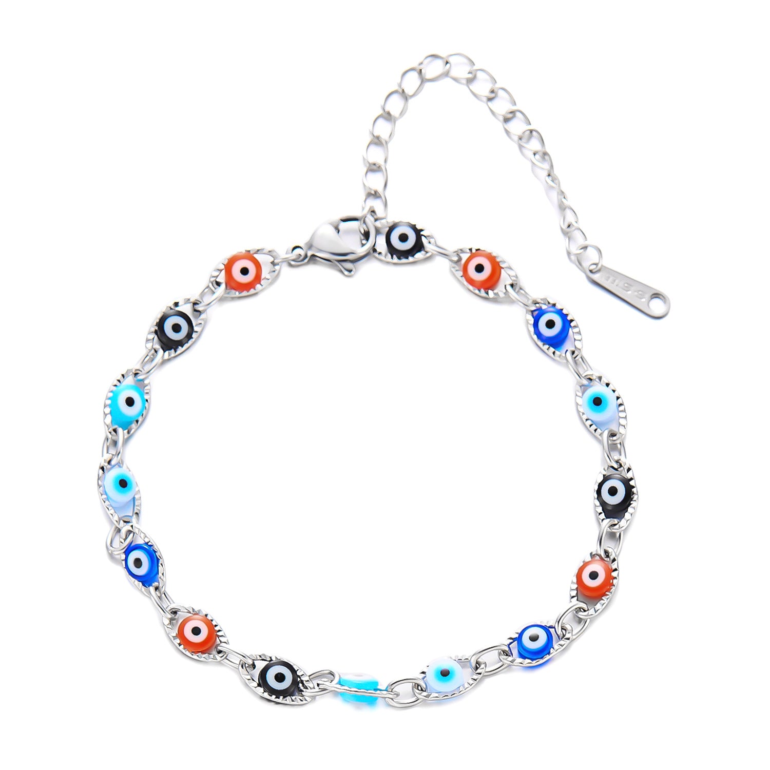 Wholesale Color Blue Devil's Eye Oil Drop Chain Bracelet Stainless Steel Bracelet Necklaces
