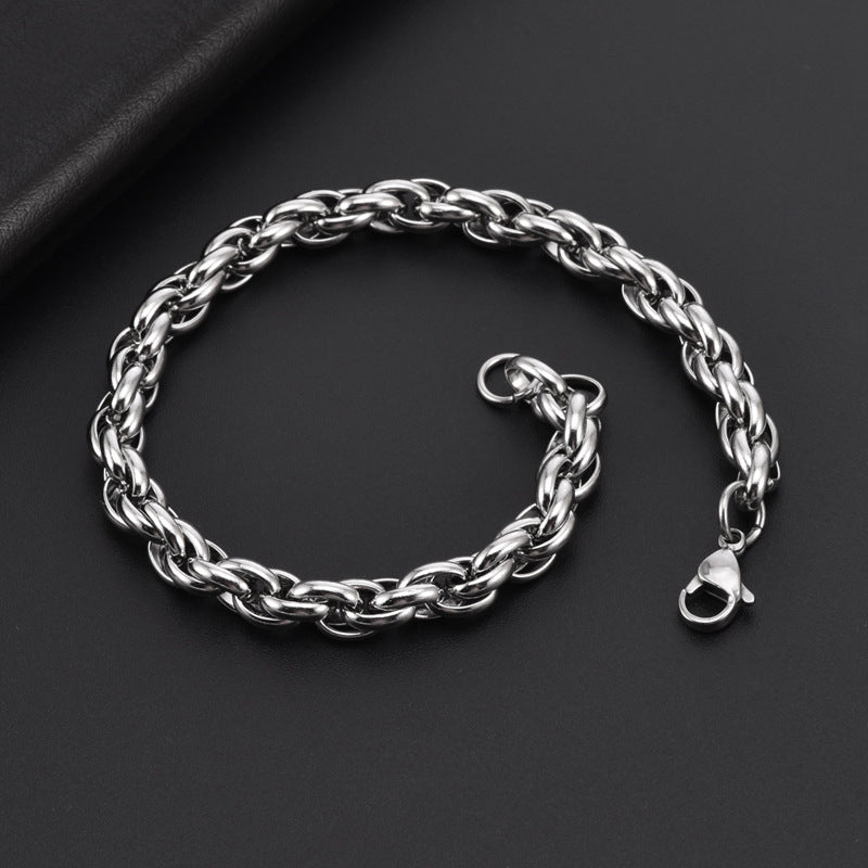 Bracciale hip hop a catena fatto a mano con chiglia in acciaio al titanio all'ingrosso