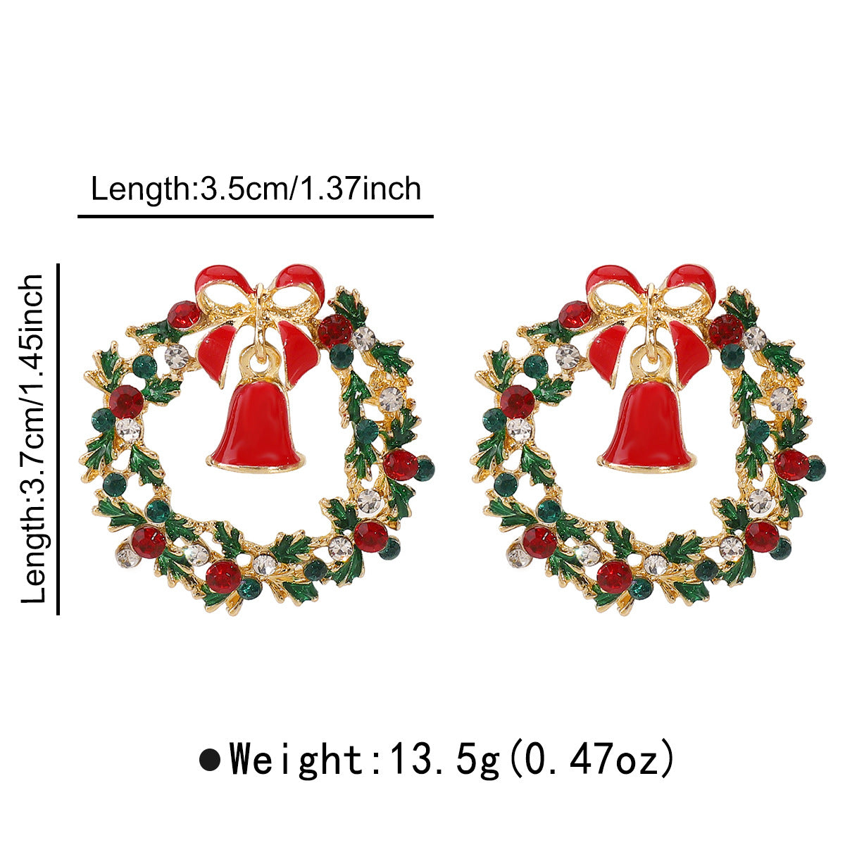 Wholesale Christmas Bell Heart Style Stud Earrings