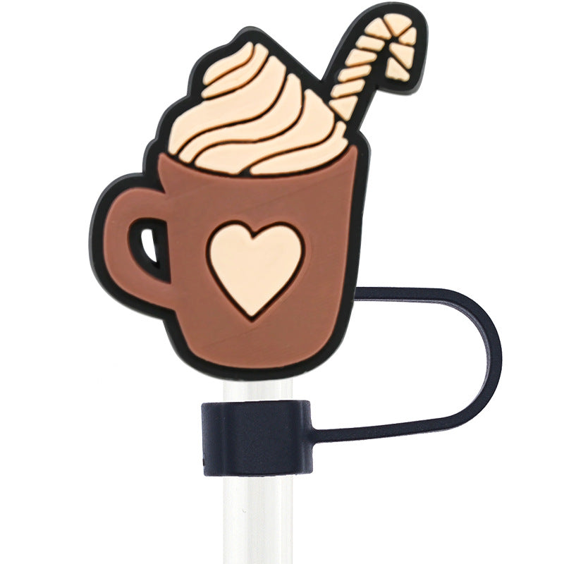 Wholesale Random 100pcs Thanksgiving 10mm PVC Soft Straw Tube Cap ACC-SCR-RYY103