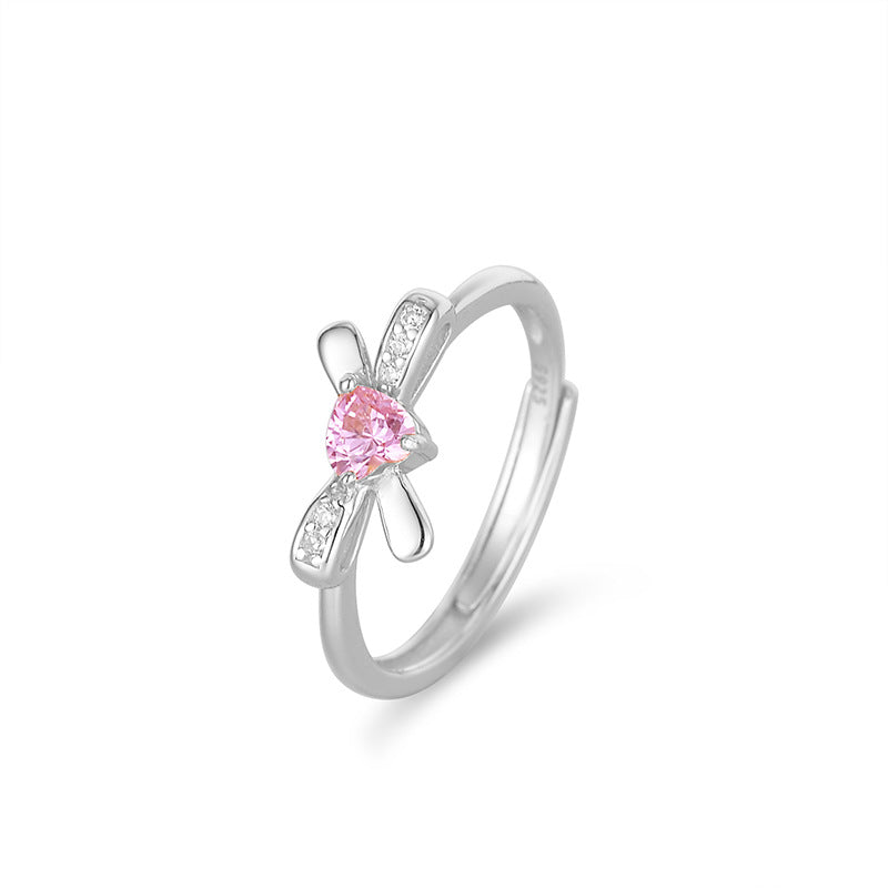 Wholesale Bow Ring S925 Sterling Silver Set with Zirconia Stones Fashionable Ring