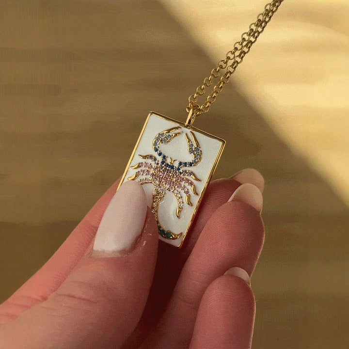 Wholesale  Twelve Constellation Square Brand Color Diamond Necklace