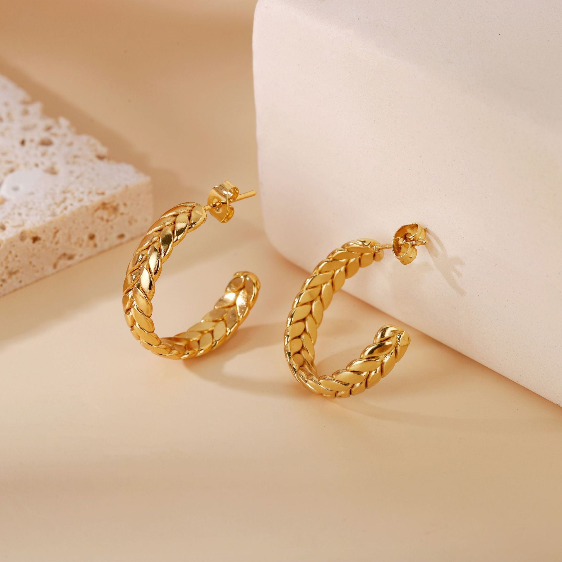 Wholesale Titanium Steel Wheat Ear Earrings