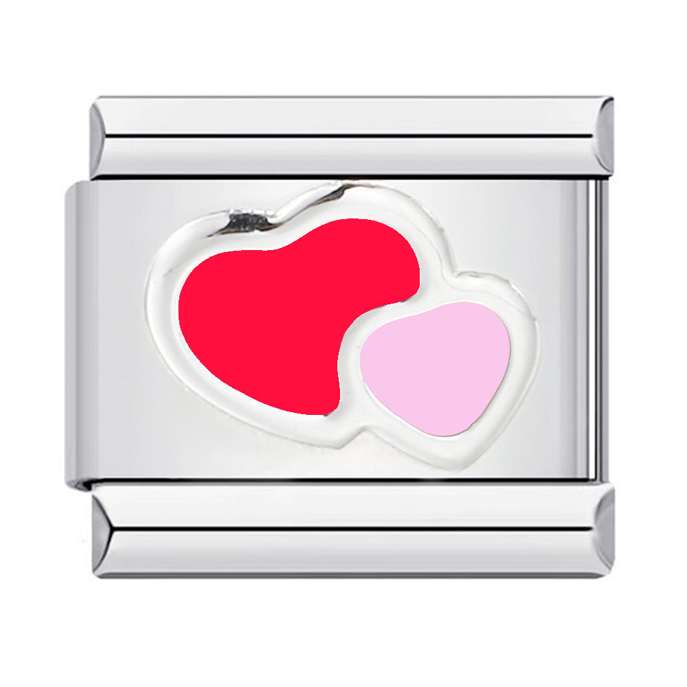 Wholesale Italian Charm Bracelet 9mm DIY Splicing Colored Oil-Drip Petals Stainless Steel Composable Bracelet