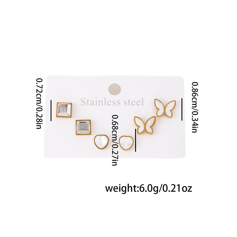 Wholesale Stylish Titanium Steel Love Earrings Set Fashion Jewelry for Party Wear