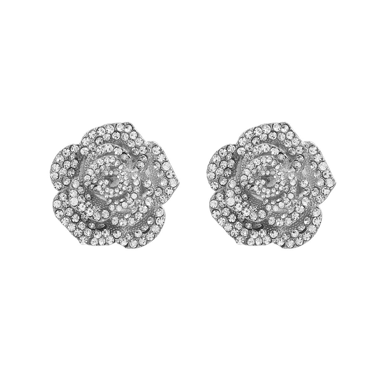 Wholesale Exaggerated Earrings Rhinestone Flower Earrings Statemente Earrings ACC-ES-JL033