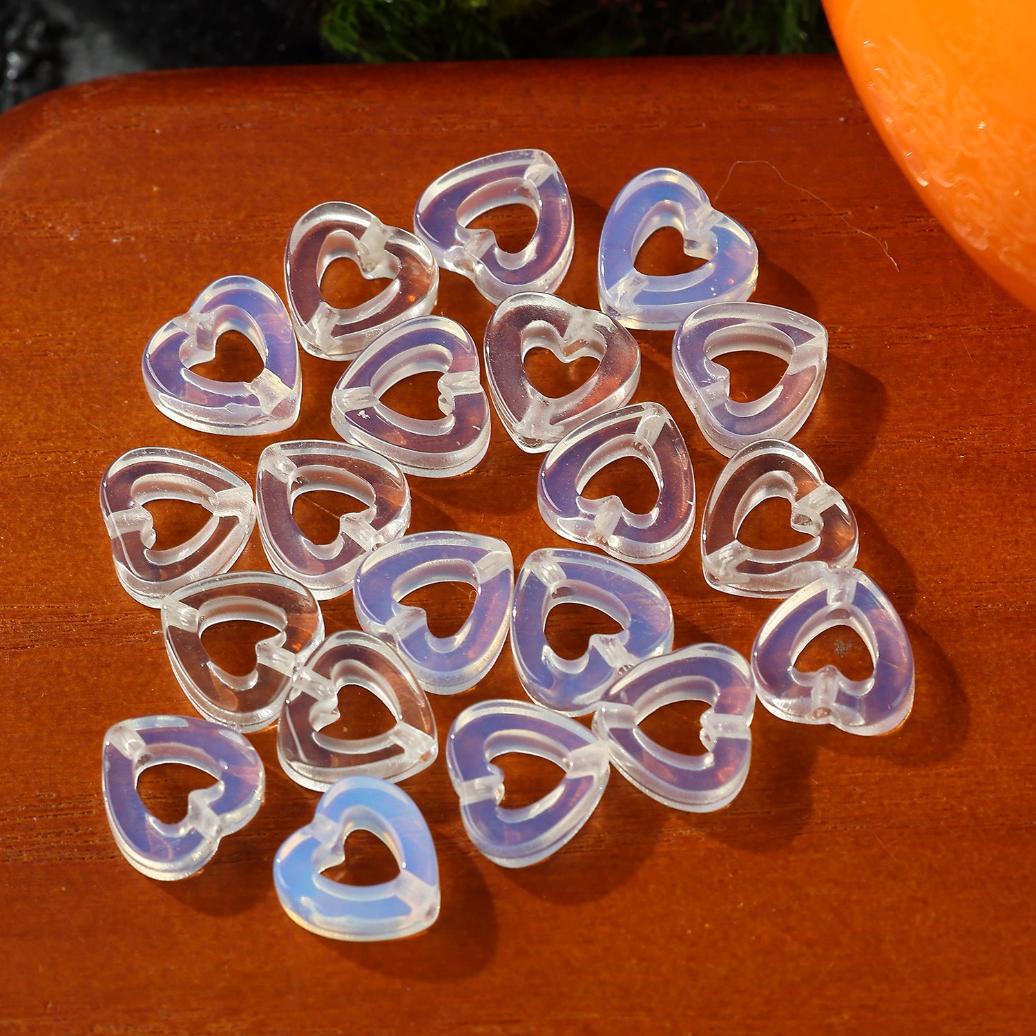 Wholesale 10mm Natural Crystal Agate Stone Hollow Heart Necklace  Pendant