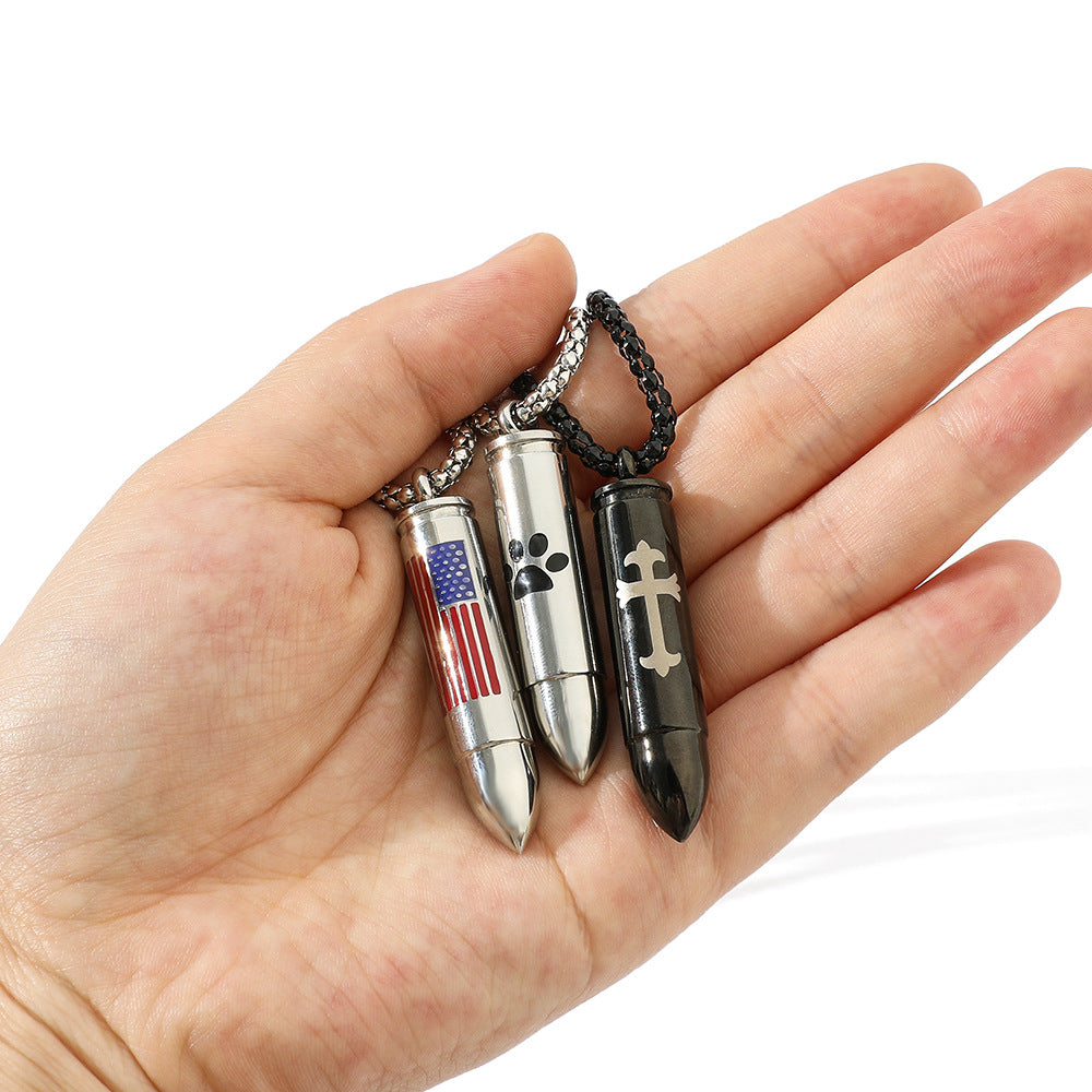 Wholesale Bullet Necklace Openable Ashes Perfume Necklace Titanium Steel Necklace
