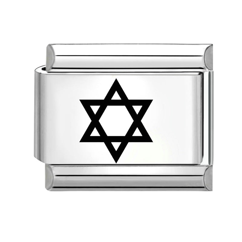 Wholesale Italian Charm Bracelet 9mm DIY Splicing Removable Black and White Lettering Stainless Steel Composable Bracelet