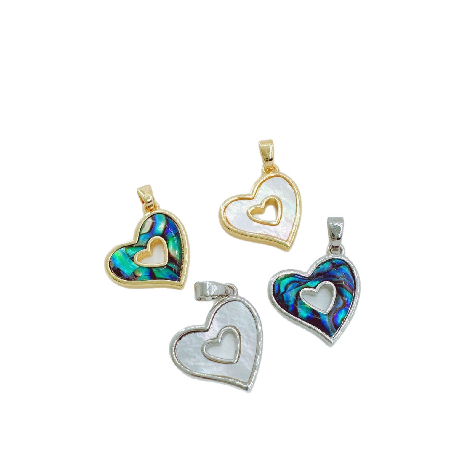 Wholesale DIY Shell Heart Necklace Pendant Gold Plated Fashion Jewelry Accessory Boutique Resale