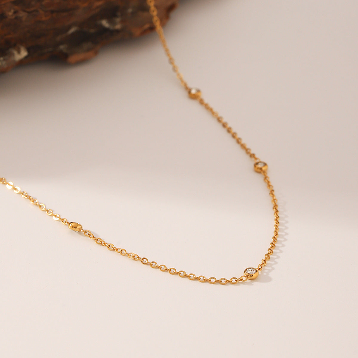 Wholesale  stainless steel necklace 18K gold inlaid zircon necklace