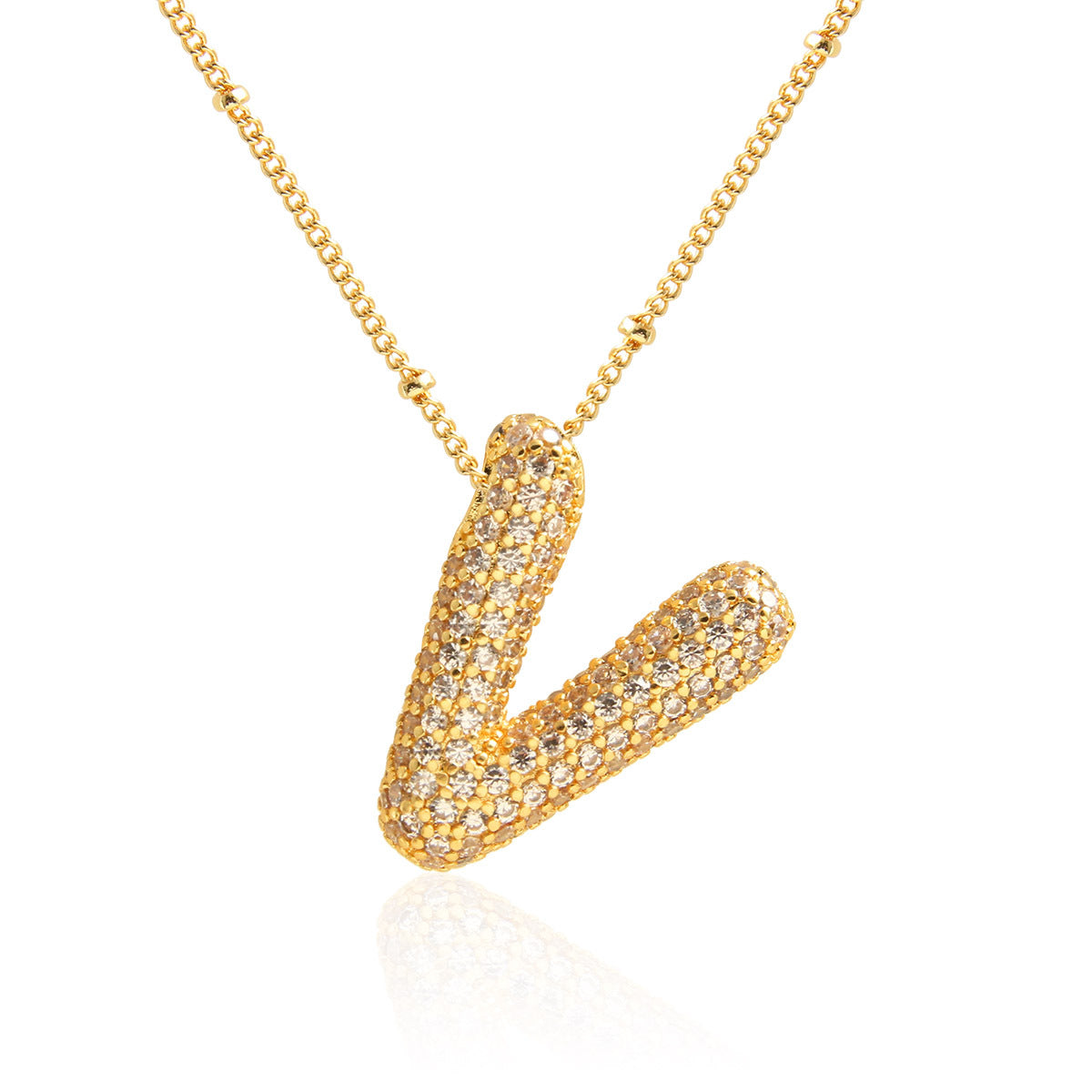 Wholesale Micro Inlaid Zircon Necklace 26 English Letters Balloon Letter Necklace ACC-NE-BaiTian002