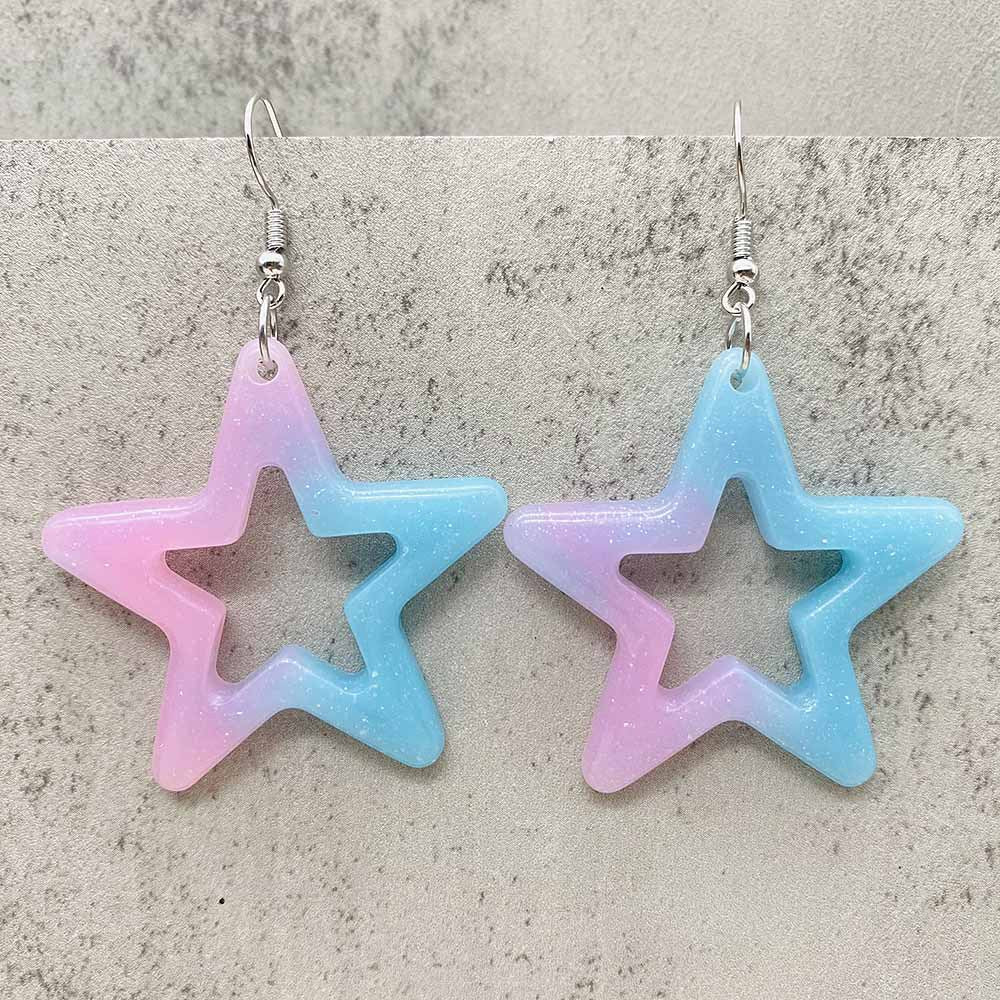 Wholesale Bright Hollow Colorful Five-pointed Star Acrylic Earrings ACC-ES-ChenY075