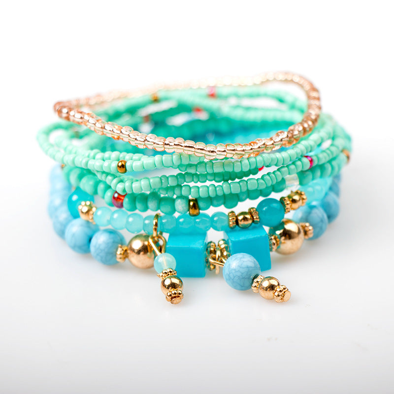 Wholesale  Bohemian Ethnic Style Multi-layer Rice Beads Bracelet