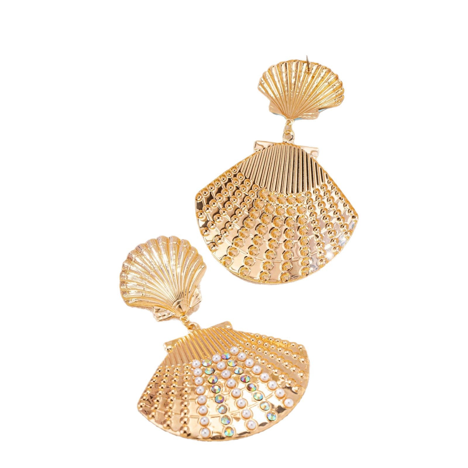Wholesale Shell Flower Earrings For Women Gold Plated Alloy Summer Seaside Fashion Jewelry Accessory