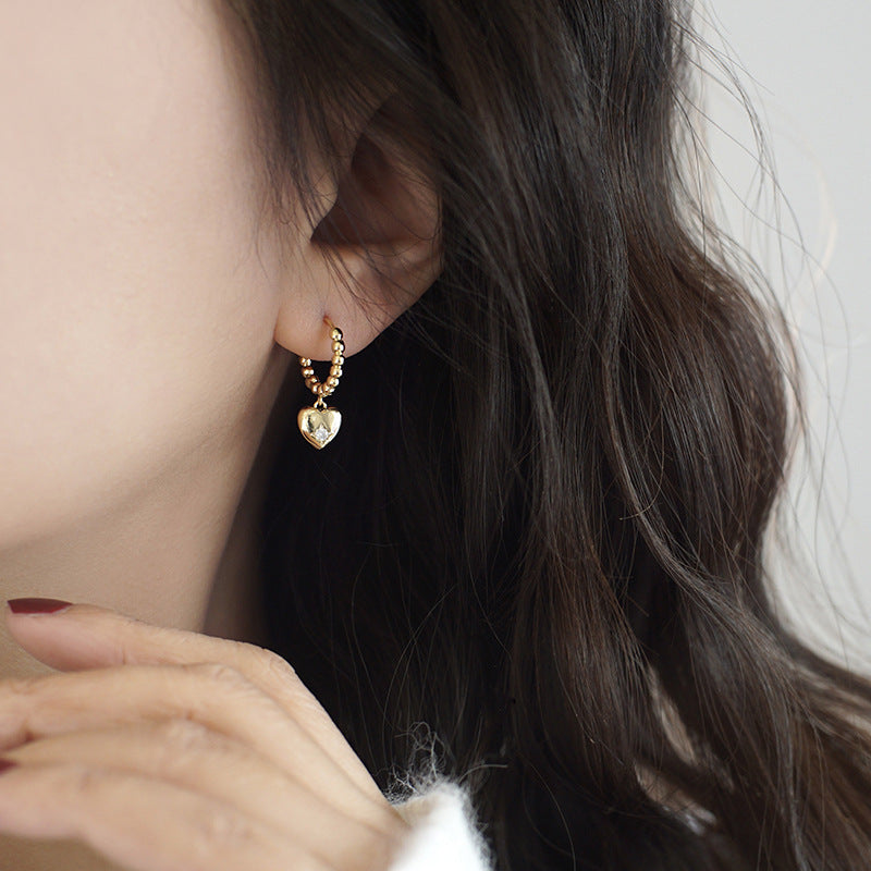 Wholesale Copper Gold Plated Love Earrings Heart Earrings ACC-ES-HanSha002