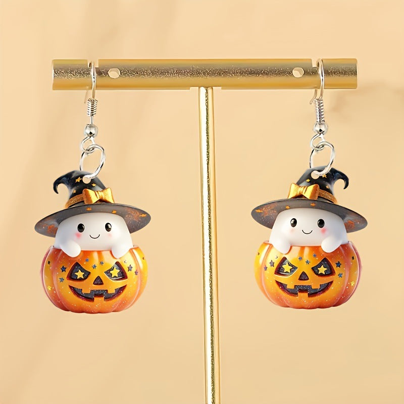 Wholesale Acrylic  Earrings Cute Cartoon Pumpkin Ghost Dark Style Party Jewelry Accessory