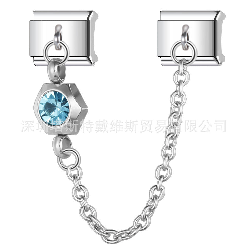 Wholesale Italian Modular Starry Sky Rhinestone Chain Bracelet,  Stainless Steel Electroplated,  Chic Jewelry Accessory for Everyday Wear