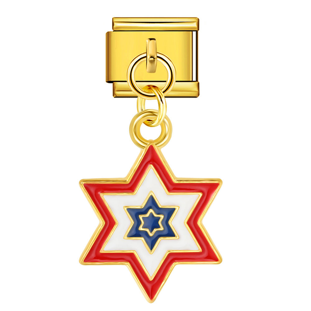 Wholesale Italian Charm Bracelet 9mm DIY Independence Day   Creative Stainless Steel Composable Bracelet