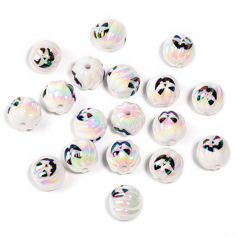 Wholesale 100pcs Halloween Demon Pumpkin Beads UV Color Plated Acrylic Beads DIY Accessories ACC-BDS-BLG058
