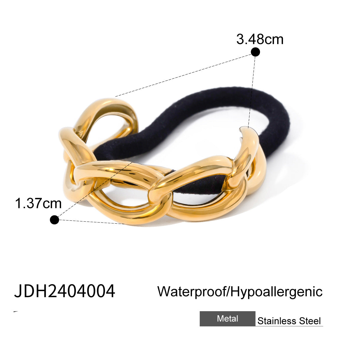 Wholesale stainless steel smooth hair rope black rubber band hair ring high