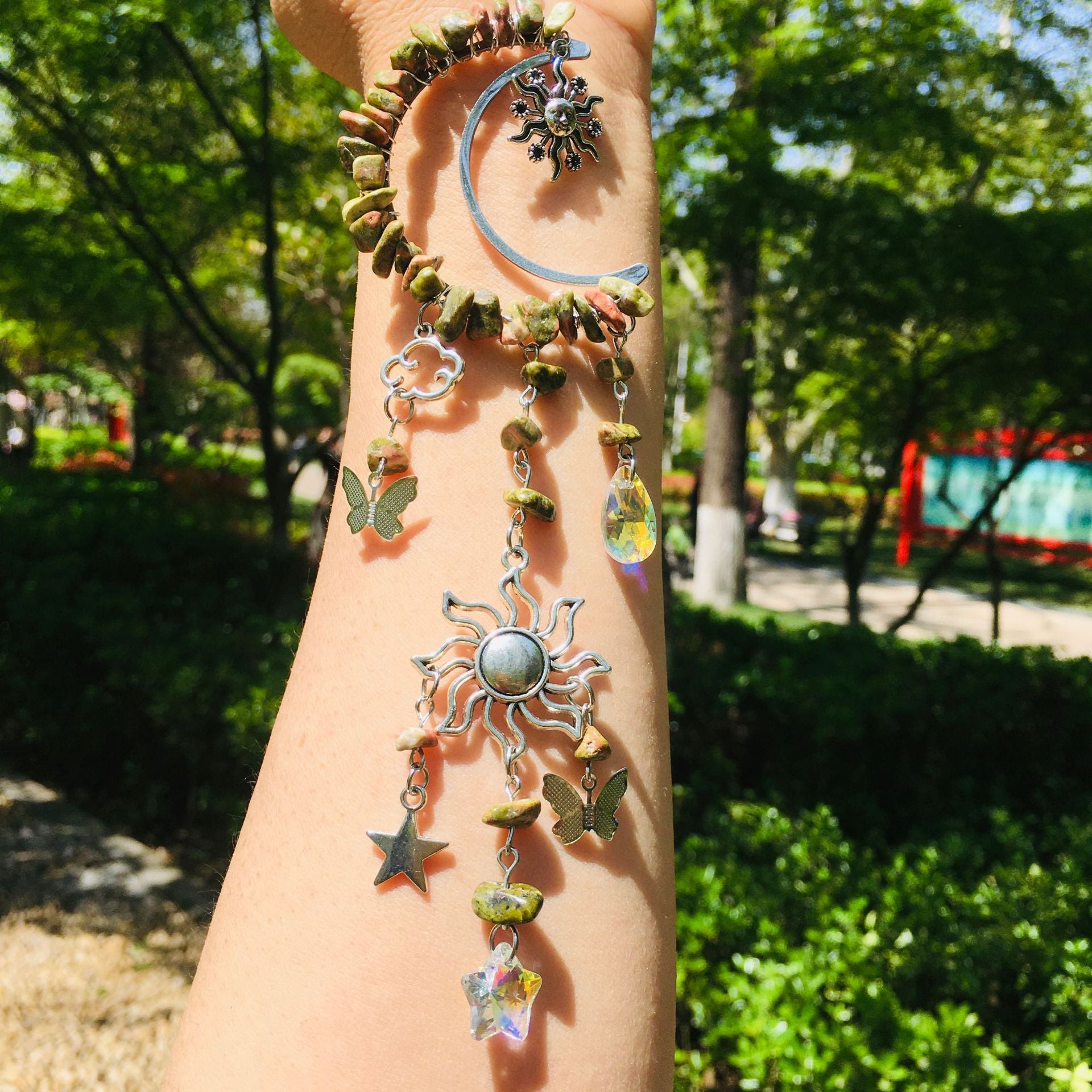 Wholesale Natural Crystal Gravel Double Sun Sun Catcher Wind Chime ACC-WS-RongGuan006