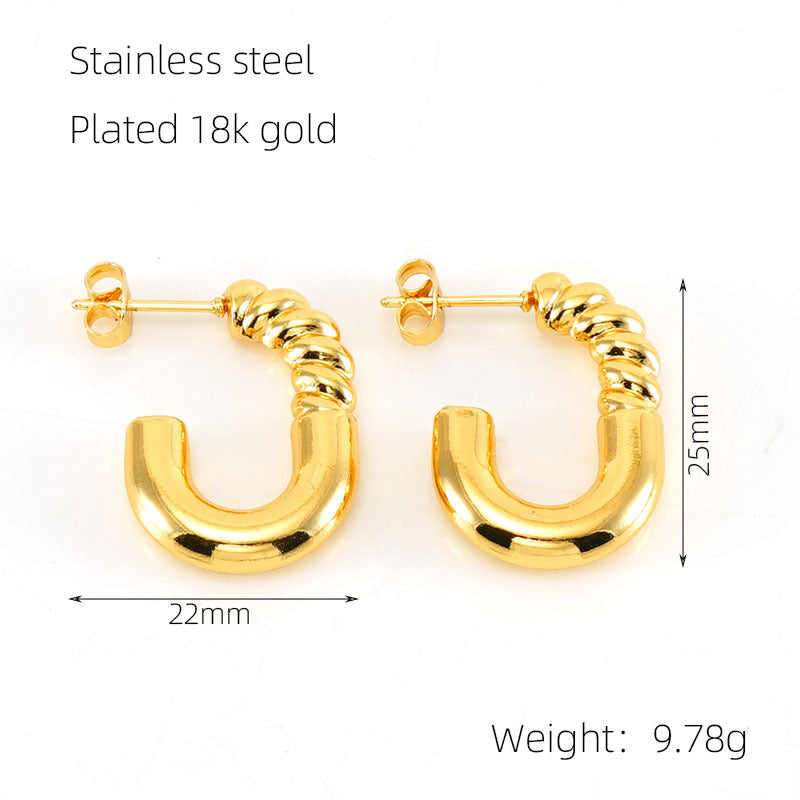 Wholesale Gold Plated Spiral Geometric Stainless Steel Earrings ACC-ES-ZhongYao004