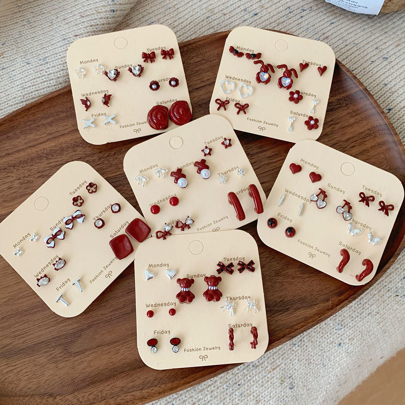 Wholesale Ankora Red Bow Earring Set