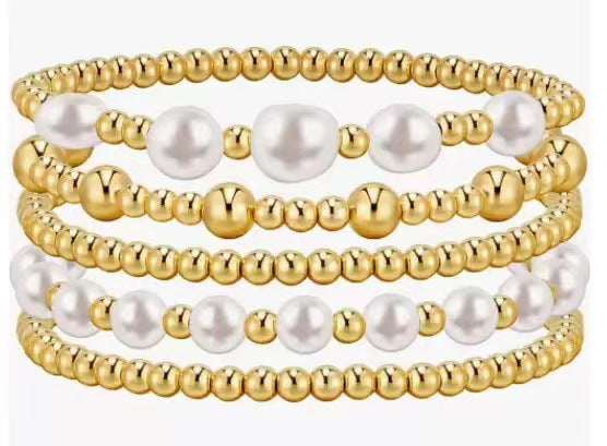Wholesale Gold Pearl Bracelet Acrylic Gold Beads Pearl Bracelet